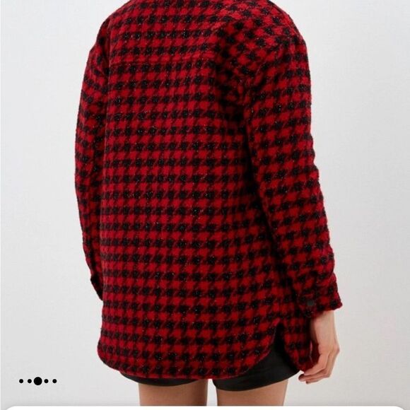 Pimkie Red Black Tweed Short Coat sz S - Picture 2 of 13